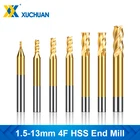 Фреза с 4 канавками, 1,5-13 мм, с титановым покрытием