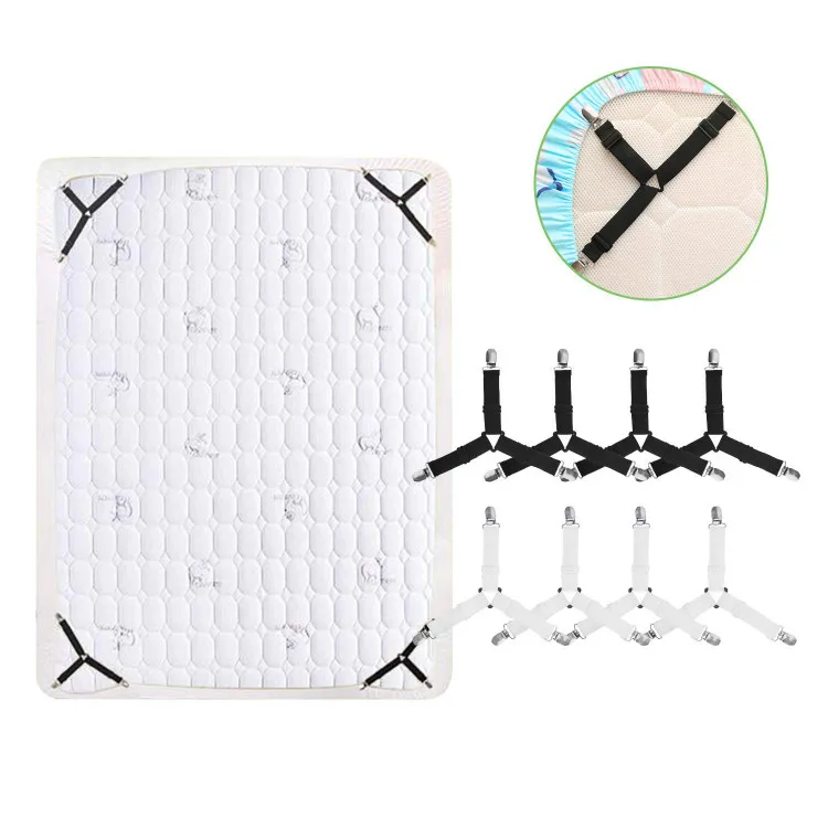 

8Pcs Triangle Bed Sheet Holder Clips, Adjustable Sheet Band Straps Fasteners Suspenders, Bed Sheet Keeper Heavy Duty Grippers