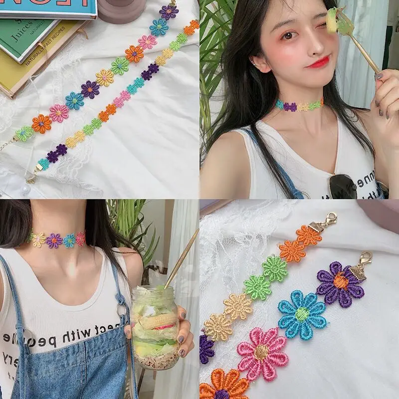 Kpop креативное Новое милое праздничное цветочное ожерелье модная трендовая