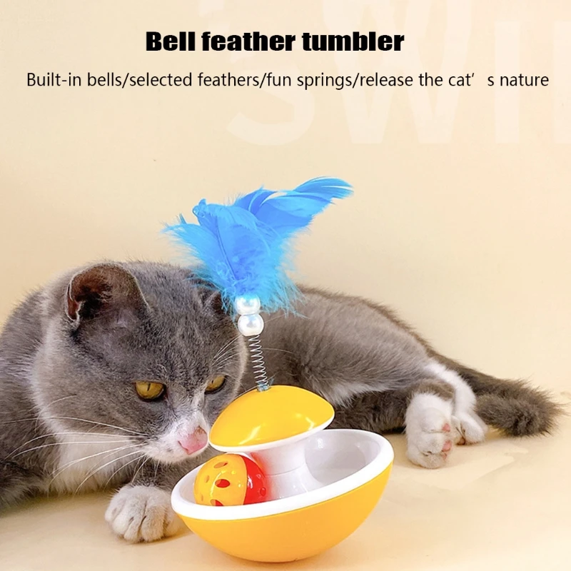 

Interactive Cat Toys for Indoor Cats Kitten Balanced Tumbler Toy with Feather Teaser Bell Ball for Chasing Reducing Boredom