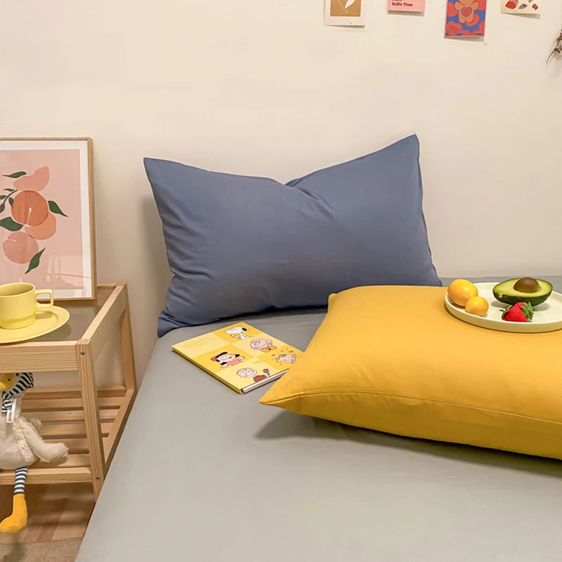 

2021 new style pure cotton pillowcase washed cotton pillowcase summer bedding pillowcase 48*74cm one pair