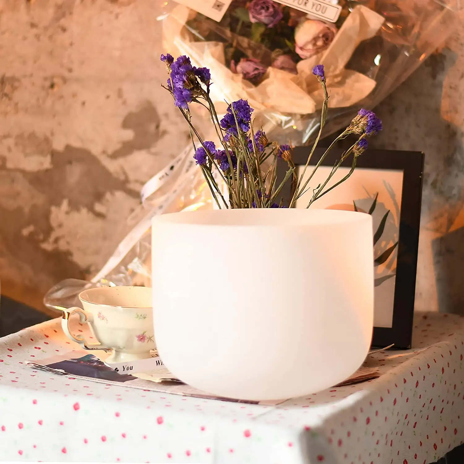 Чакра в форме сердца 432 Гц 8 дюймов Note F матовая кварцевая Хрустальная Поющая чаша