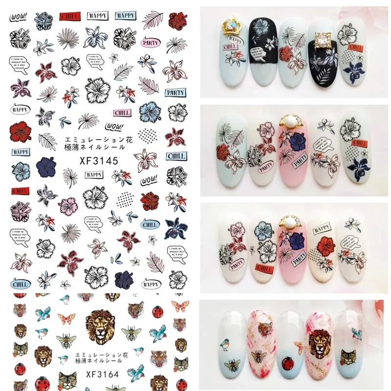 1 лист стикер для дизайна ногтей ультра тонкий японский стиль 3D украшение цветок
