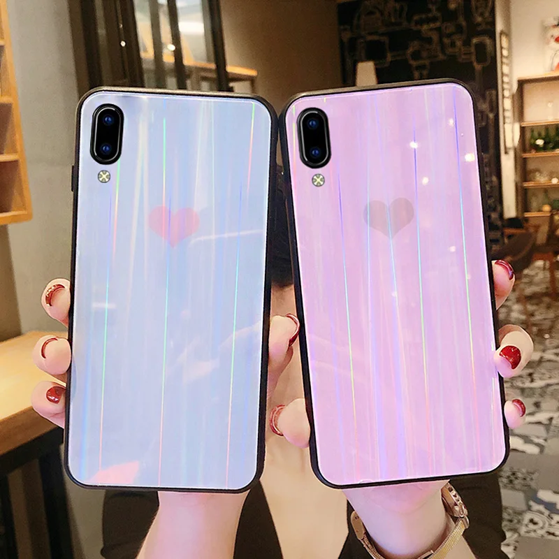 Градиент Стекло чехол для телефона с рисунком на тему любви VIVO X7 X9 X20 X21i X23 X27 V11 Z3 Z3i