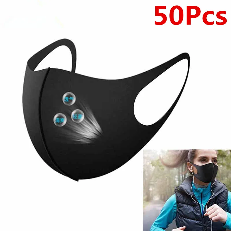 100 шт. BYEPAIN хлопок PM2.5 черная маска для рта Защита от пыли фильтр с активированным
