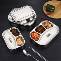 304 stainless steel dinner plate student children kindergarten canteen meal tray with lid lunch box 234 grids lunch plate
