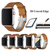 for apple watch band genuine leather single tour deployment buckle for apple watch 5 4 3 2 1 leather strap for iwatch 44mm 40mm