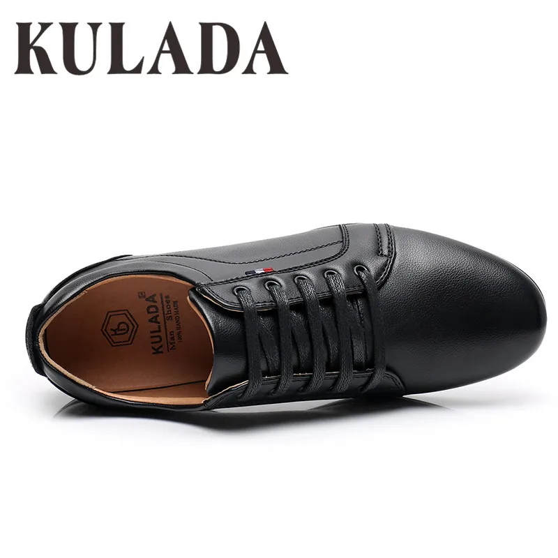Мужские повседневные кожаные туфли KULADA удобные ручной работы на шнуровке 2019 |