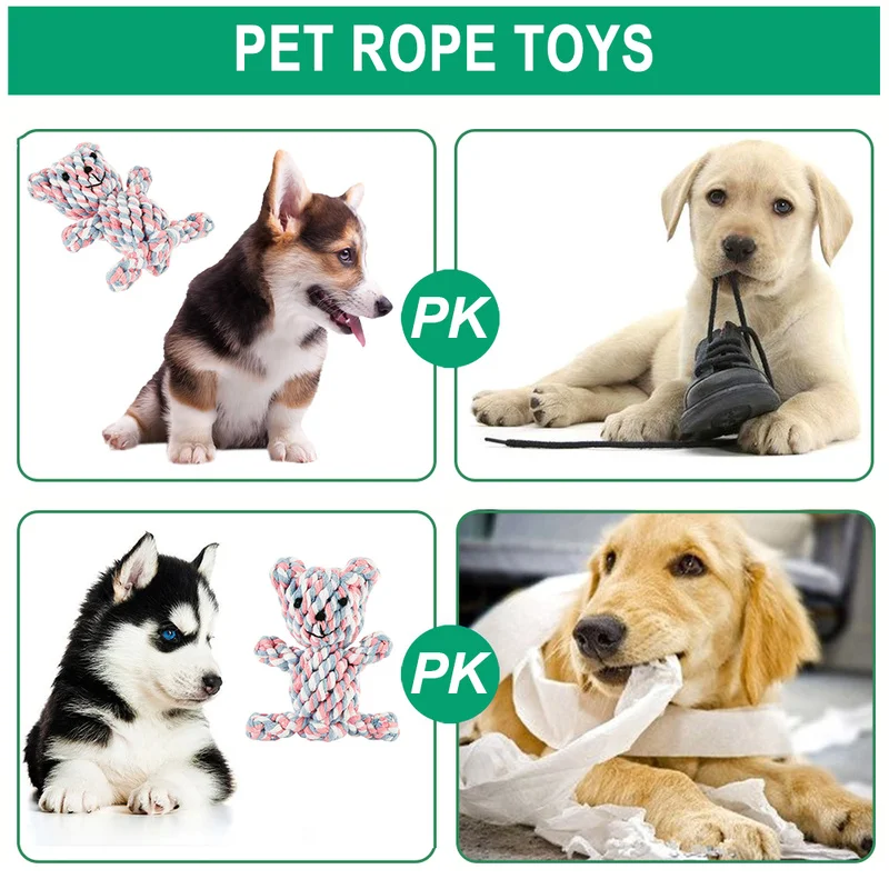 

Interactive Puppy Chew Toy Dog Teething Cotton Boring Rope Cute Animals Shape Pet Training Relieve Anxiety Tooth Health Toys