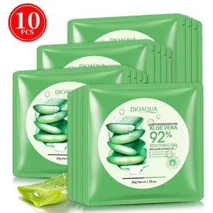 BIOAQUA питательные увлажняющие Натуральный гель алоэ вера, Смягчающая маска для ухода за кожей лица, увлажняющее масло Управление свернутая маска уменьшает поры, маска для лица, 10 шт.