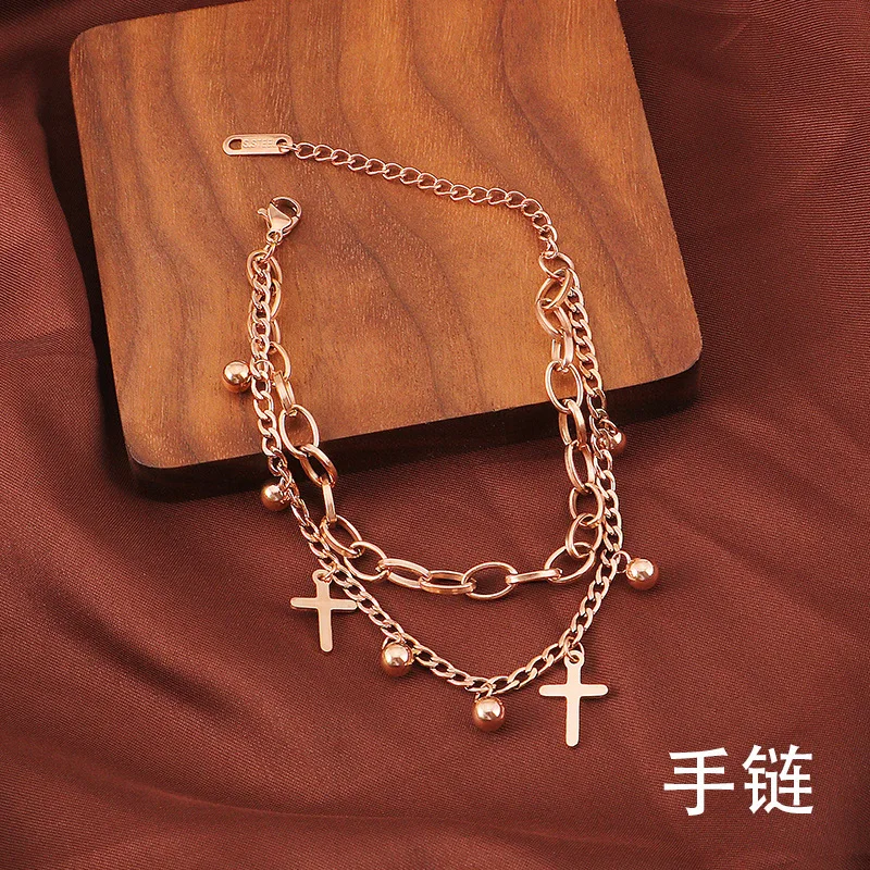 

Модные ювелирные браслеты из титановой стали, браслет геометрический из розового золота с бусинами из титановой стали, не вызывает аллерги...