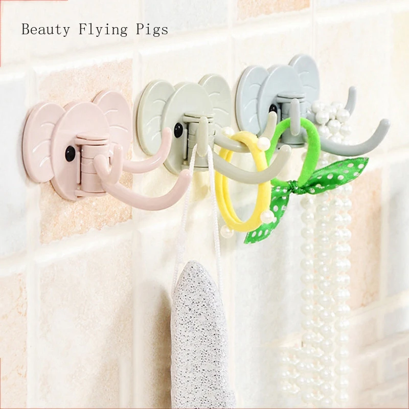 Креативный милый слон настенный крючок животное самоклеящаяся вешалка для