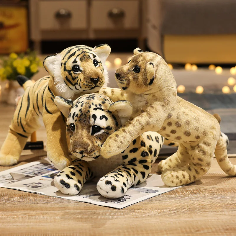 Peluche imitation tigre/Lion/léopard pour enfant  39/48/58cm  jouet mignon et doux  poupées