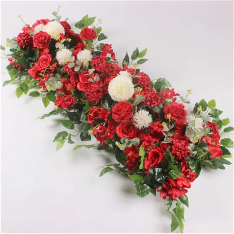 

Wedding Decor 50cm 100cm DIY Row Silk Rose Iron Wall Arch Background Artificial Flower