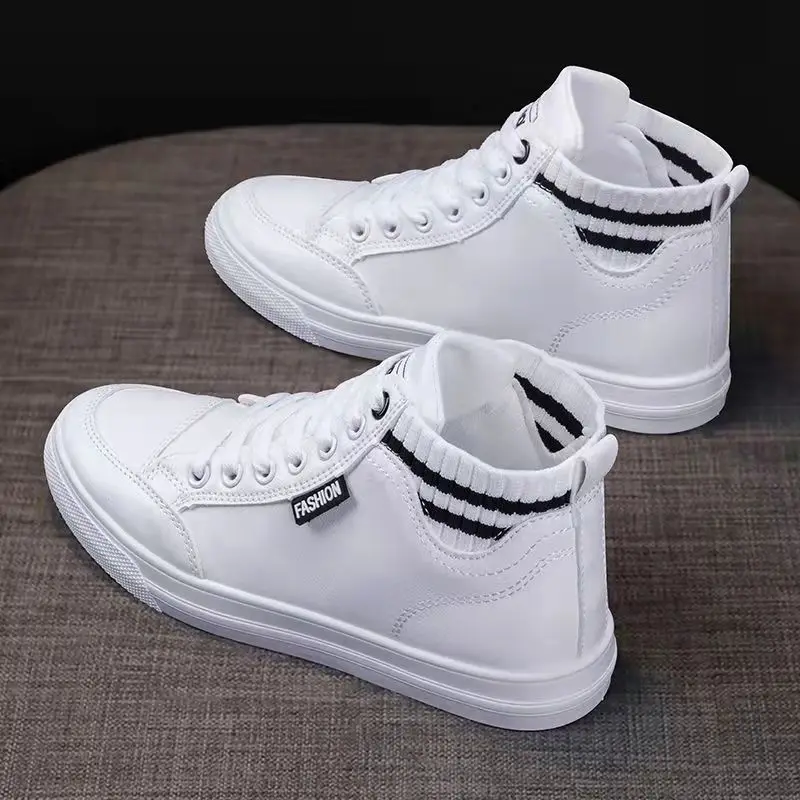 Fashion Warm Women's High Top Leisure Shoes Flat Soft Bottom Casual Shoes for Woman Girl Autumn and Winter Outdoor