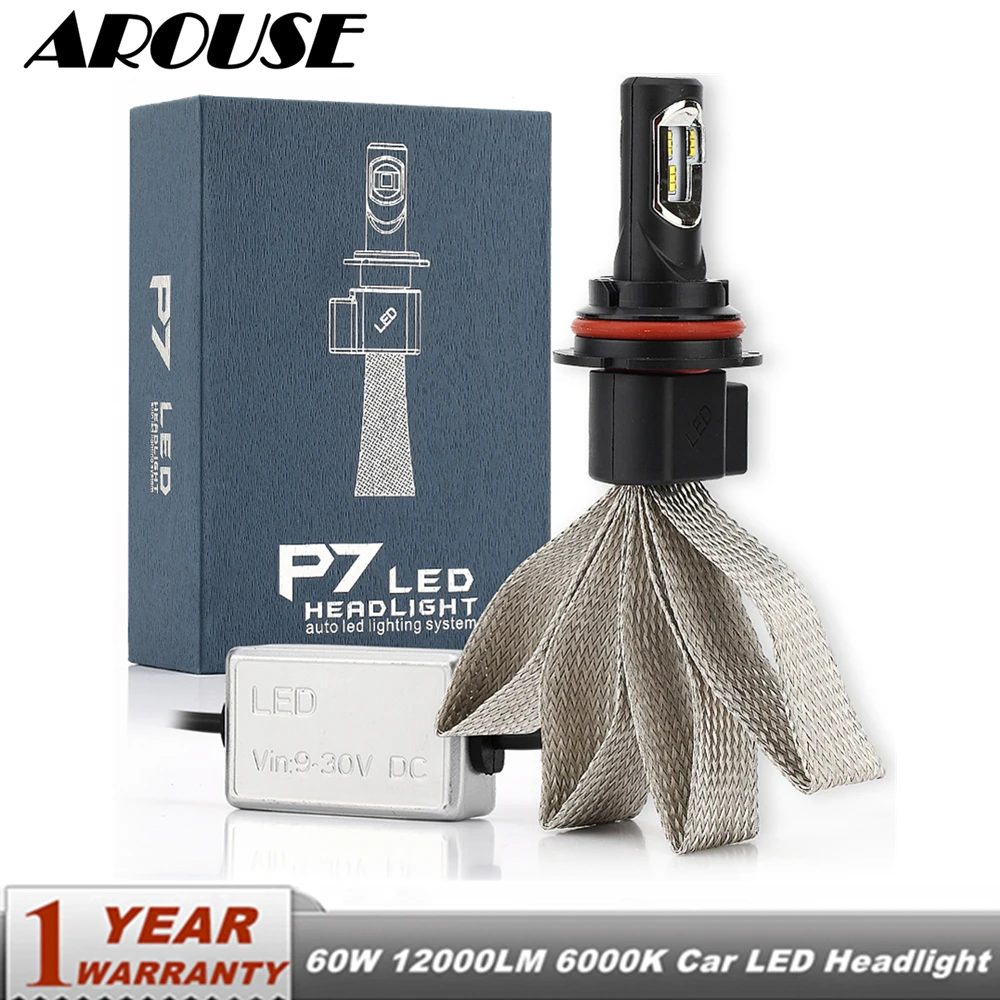 Ароуз 2 шт. P7 9004 H3 H4 H7 H11 Автомобильный светодиодный фары кос излучающих 60 Вт 12000LM CSP