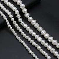natural faceted white shell beaded imitation pearl shell round loose beads for making diy jewelry bracelet necklace size 6 12mm