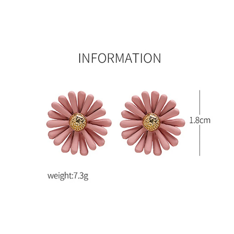 8 сезонов модные женские серьги-гвоздики однотонные с рисунком ромашки цветка