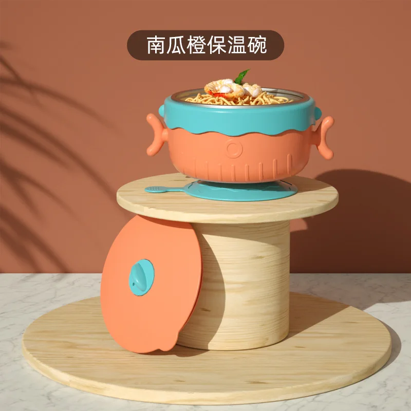 

StainlessSteel Food Insulation Bowl Water Injection Thermos Cup Children Eat Dishes Tableware Baby Sucker Feeding Insulated Bowl
