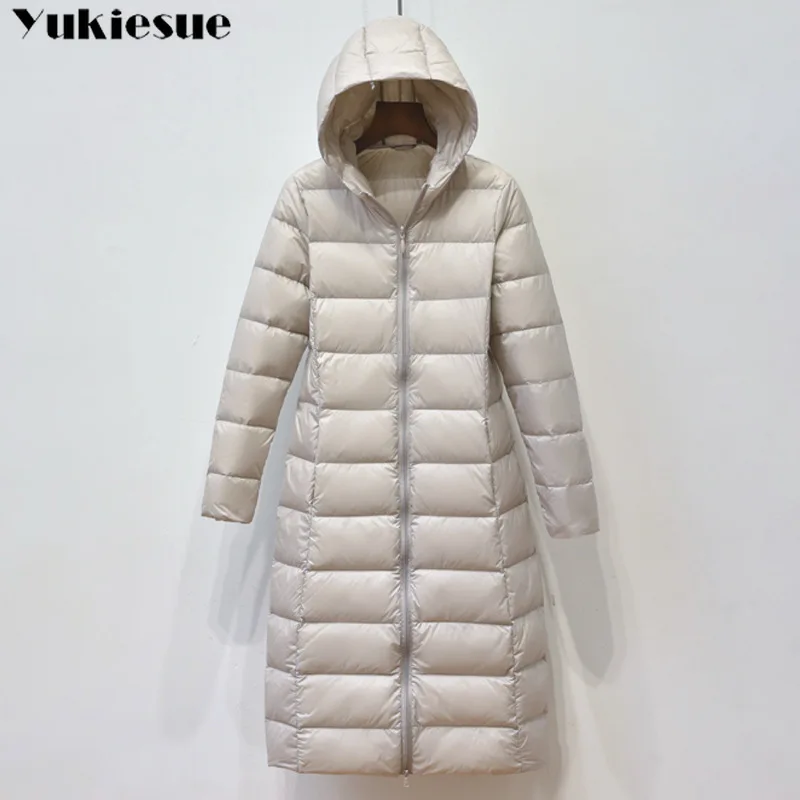 Пуховая парка новинка 2019 брендовая теплая зимняя куртка Женская длинная на белом