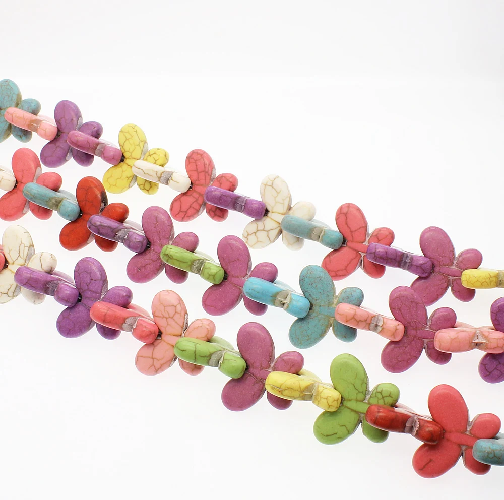 Natural Stone Semi-precious Butterfly-shaped Loose Beads for Jewelry Making DIY Bracelet Necklace Accessories 27pcs /Strip | Украшения и
