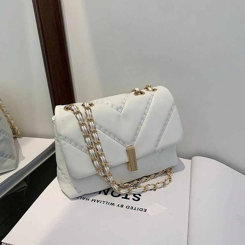 Высококачественные кожаные сумки на плечо с цепочкой для женщин 2021 брендовая