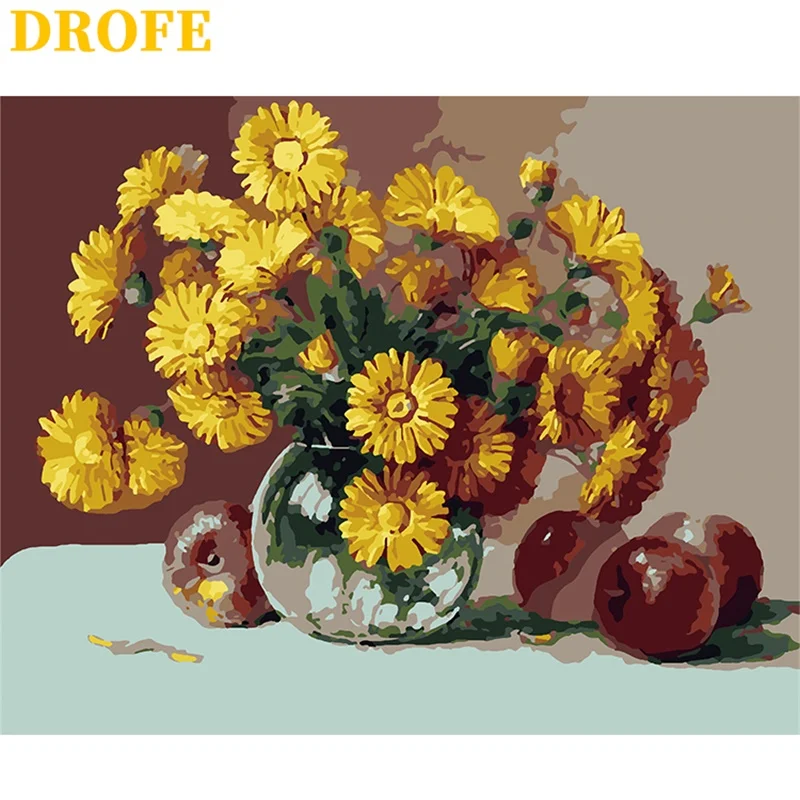 DROFE 40x50 см DIY масляная краска для рисования по номерам на холсте Цветы