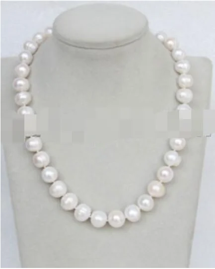 natural 18&quot 9-10mm near round white freshwater pearls necklace 18KGP j11648 | Украшения и аксессуары