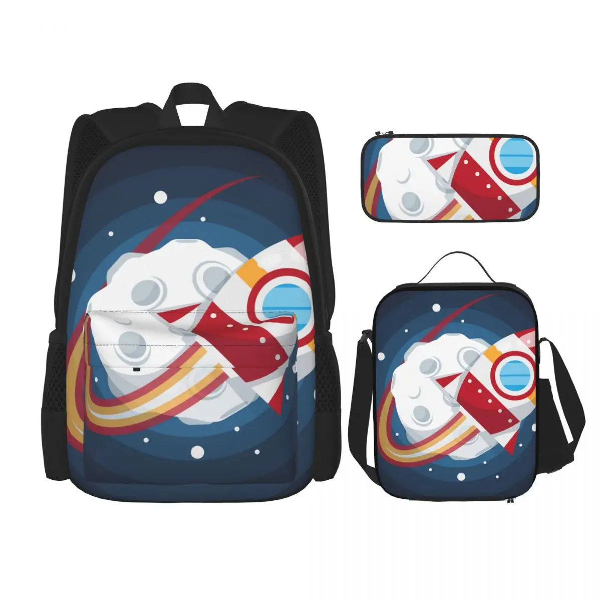

Colorful Space Rocket Composition School Bag Set for Teenagers Girls Boys Student Travel Book Bag Kids Mochila