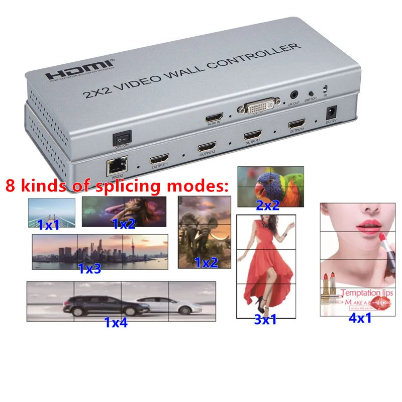 Настенный видеоконтроллер 2x2 HDMI DVI LCD 1080PTV настенный процессор адаптер