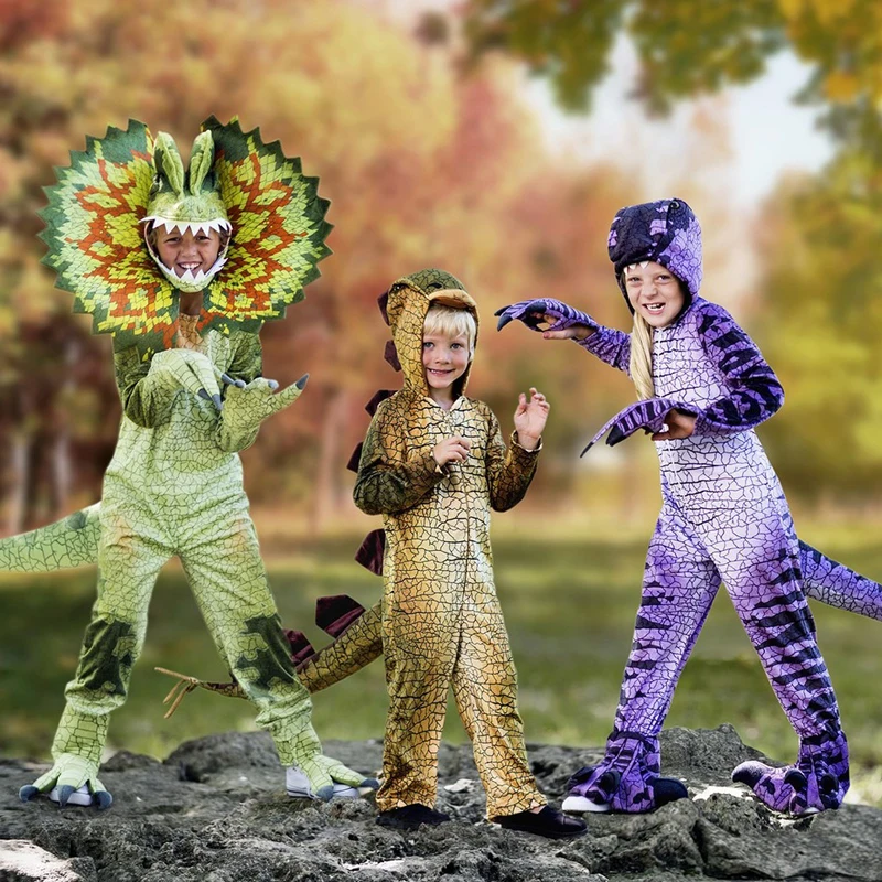 Детские костюмы динозавров Трицератопс для девочек и мальчиков косплея на