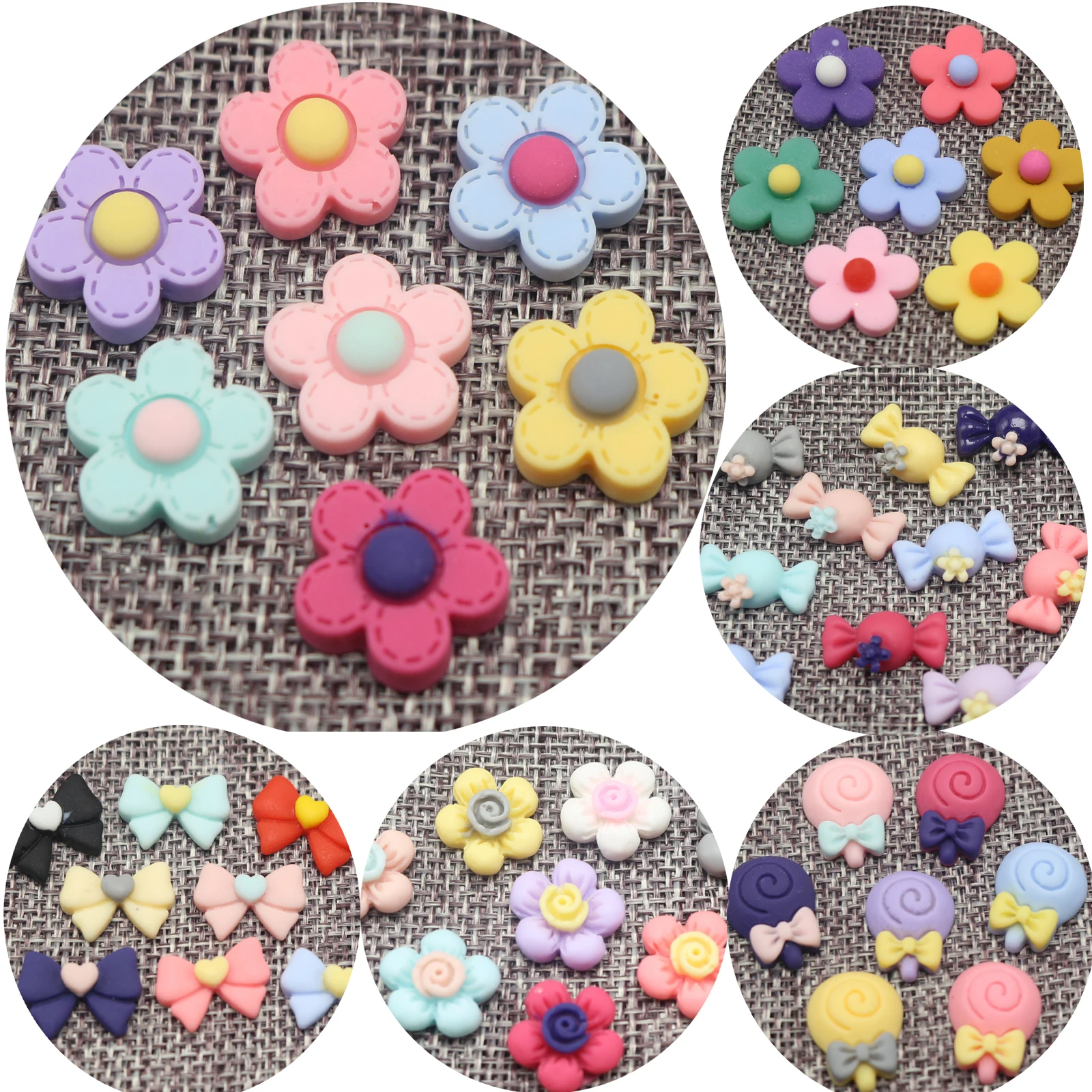 

50 Mixed Matte Color Mini Flatback Resin Cabochons Various Scrapbooking Crafts