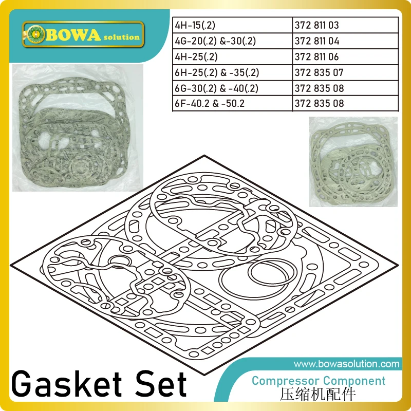 

Полный комплект прокладок для 4 или 6 цилиндровых компрессоров большого объема, отличные запасные части для 4 H, 4G, 6 H, 6G, 6F40.2Y и т. д.