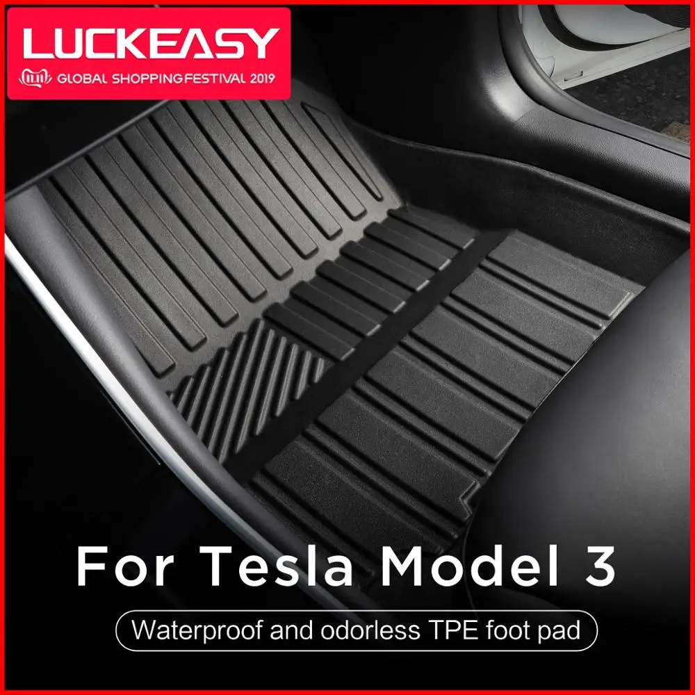 LUCKEASY TPE универсальные коврики для Tesla модель 3 всепогодные водонепроницаемые и носимые