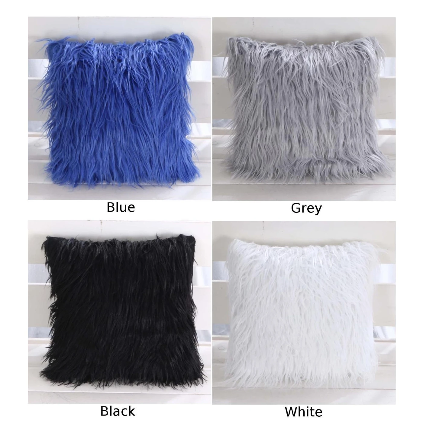 Soft Pillow Throw Cover Sofa Cushion Case Pillowcase Long Plush Fluffy Shaggy UK | Дом и сад