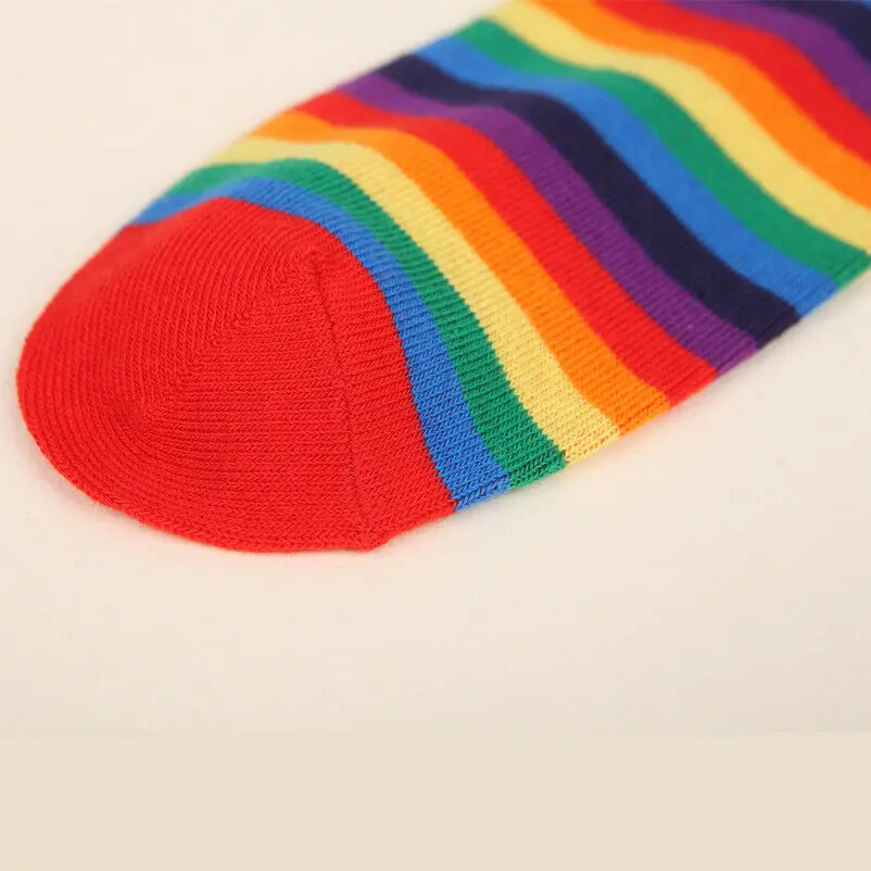 

Fashion New Women Girl Striped Cotton Socks Rainbow Ankle High Socks Sport Hosiery Casual Socks