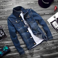 2021 autumn youth jeans jacket men casual holes turn down collar slim jacket cowboy hip hop streetwear denim jacket