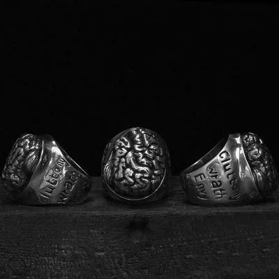 

Personalized Stainless Steel Brain Signet ring men's Punk Rock Gothic Jewelry Dark Souls Accesories Gift For Husband OSR692
