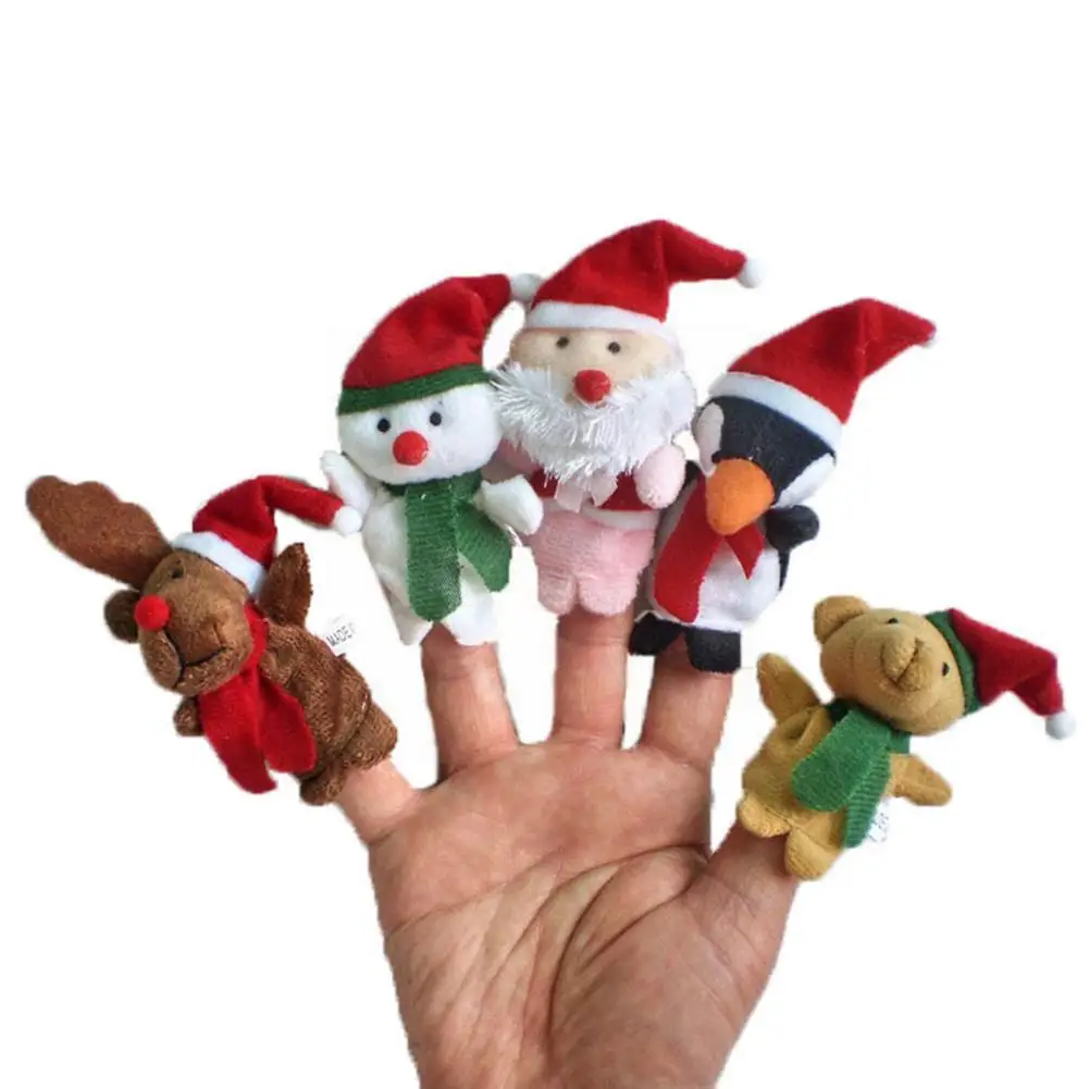 

Christmas Finger Puppet Snowman Animal Educational Theater Stuffed Gift Children Plush Hand Toys Year New Cartoon Animal Do M8Y2