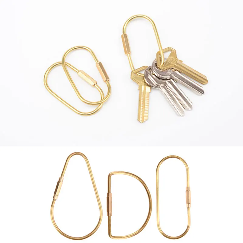 

Hot Unisex Nordic Ins Style Brass Keychain Simple Golden Key Hanging Buckle Retro Pure Copper Car Key Ring 2021 New Fashion