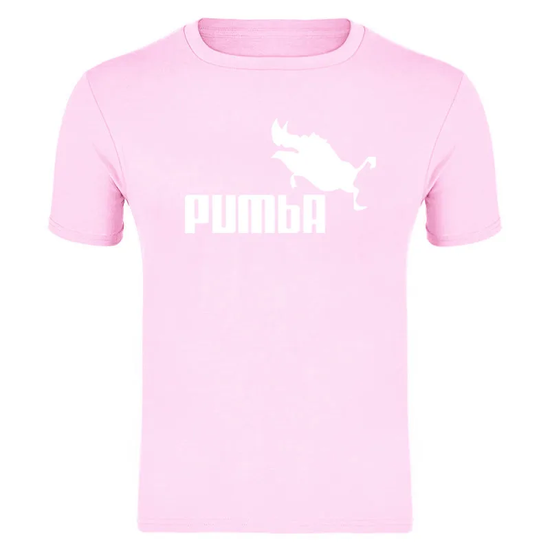 pink Новая летняя футболка с принтом пумбы, мужские хлопковые футболки, футболка с коротким рукавом, высокое качество, футболки для мальчиков, топы, много цветов и размеров - Цвет: pink
