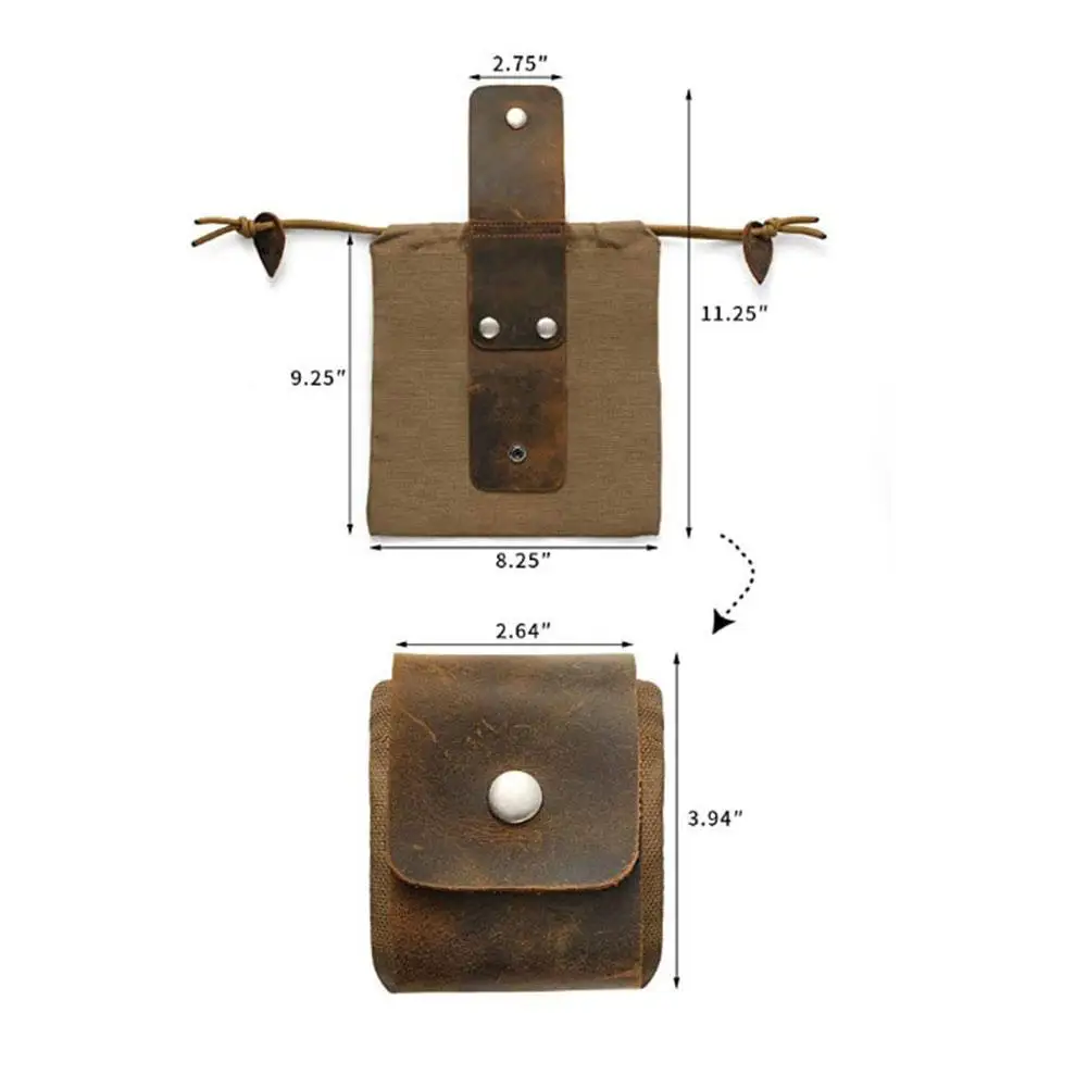 

Leather and Canvas Bushcraft Bag Garden Fruit Picking Bag Outdoor Camping Storage Bag Waist Hanging Tool Bag