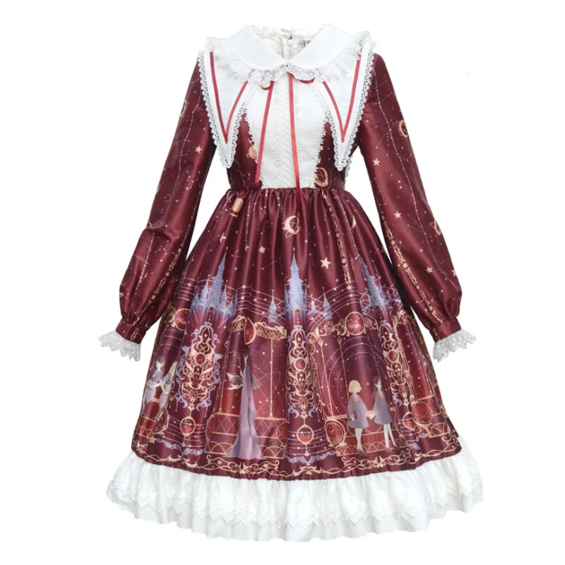 

MAGOGO Astrology Academy OP Lolita Dress Women Long sleeve Costume Retro Dress Sweet Loose New Cute Japanese Dress Hot