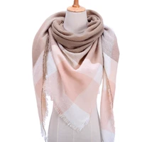 women knit winter scarf cashmere pashmina female plaid warm triangle scarves blanket shawls bandana wraps bufanda 2021 new