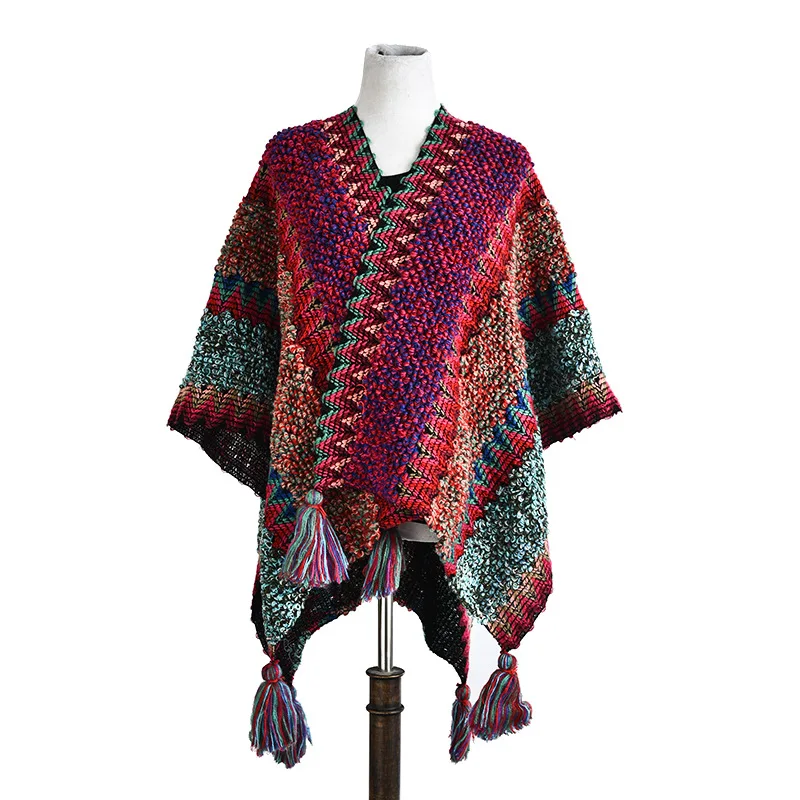 

Кардиган-пончо, женские накидки с бахромой, осень 2021, новая теплая верхняя одежда, пальто, женское зеленое пончо, женские зимние накидки