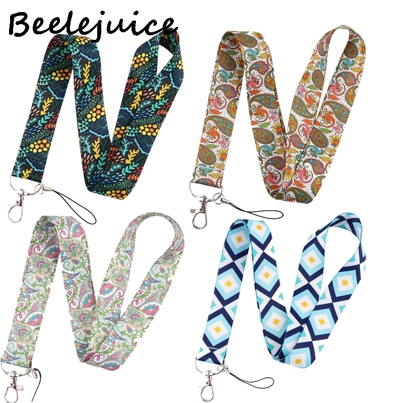 

24pcs Bohemian style Leaves Neck Keychain Necklace Webbings Ribbons Anime Neck Strap Lanyard ID badge Holder Keychain Lanyards
