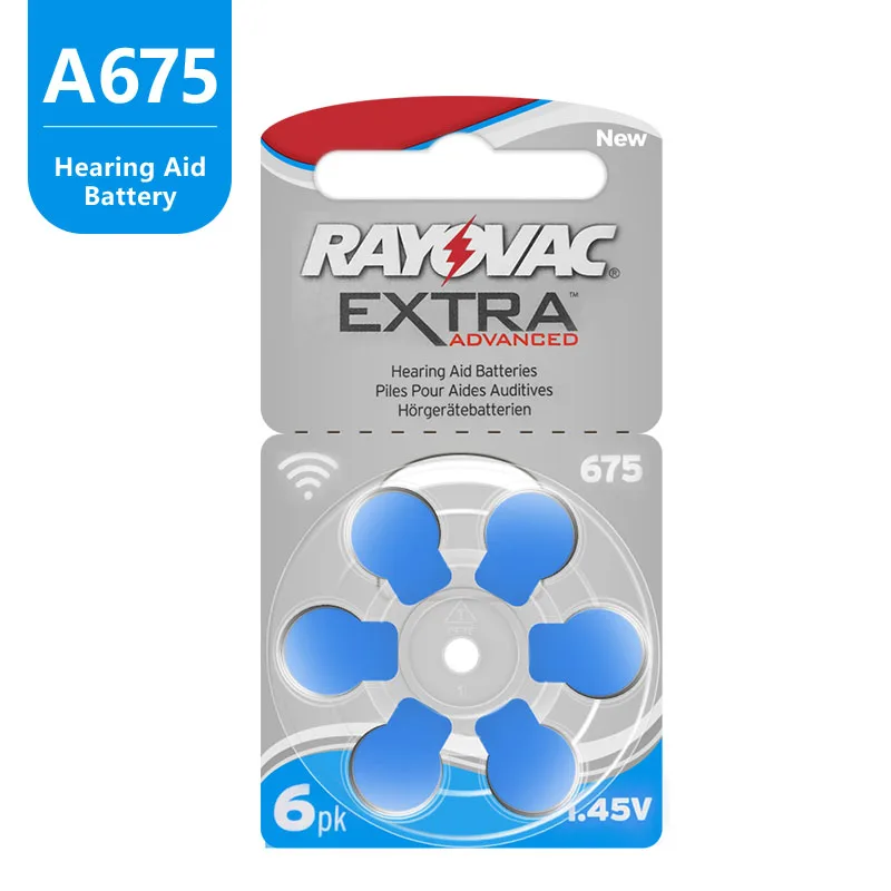 

60PCS RAYOVAC EXTRA Zinc Air Hearing Aid Batteries 1.45V 675A A675 675 PR44 Battery For Hearing Aids