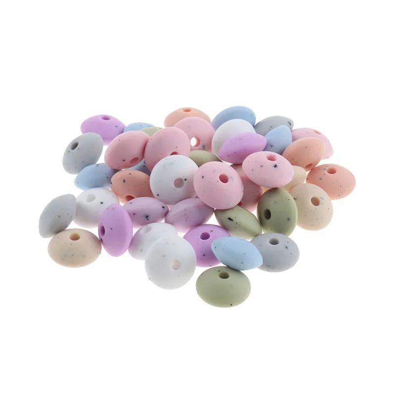 300pcs Silicone Beads Lentil Baby Teething Bead 12*7mm Pacifier Chain Accessories Chew Necklace Pearl Silicone Teether BPA Free