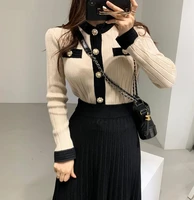 2021 autumn winter womens new design korean chic fashion street style single breasted button knitted sweater cardigan