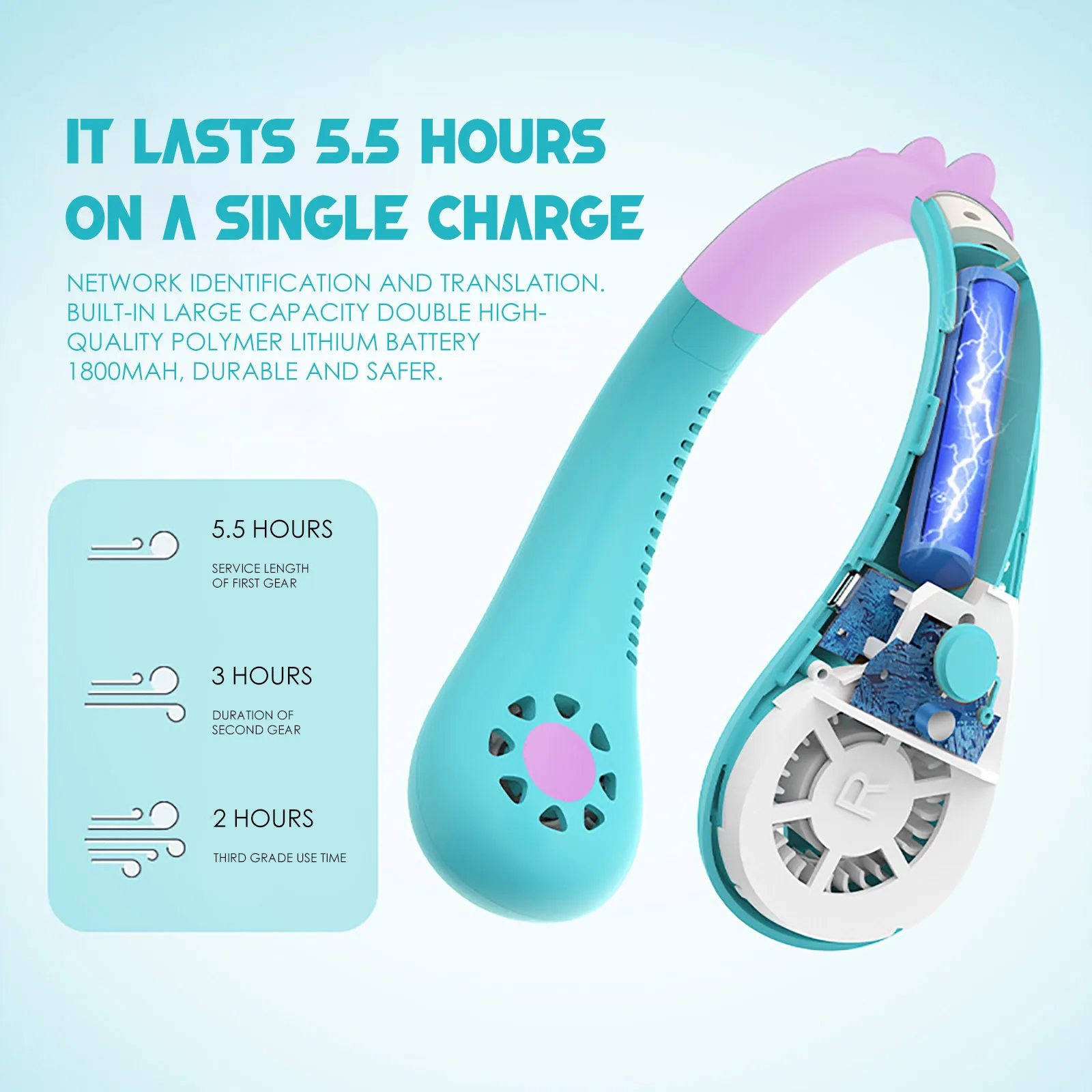 

USB Portable Soft Hanging Fan Cooling Air Rechargeable Mini Electric Air Fan Electric Battery Fans 180 Degree Adjustable Air Co